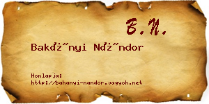Bakányi Nándor névjegykártya